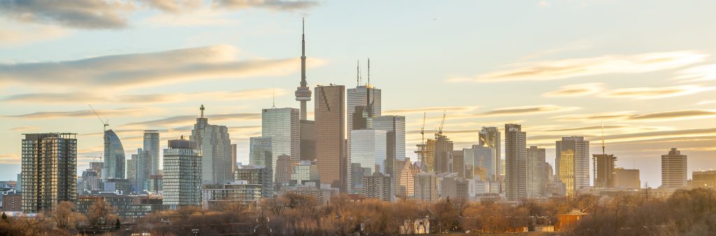 View of Toronto skyline looking east from Broadview Avenue