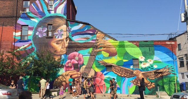 Image of street art piece on the west side Lula Lounge running south off of Dundas Street West. at Gladstone Avenue.