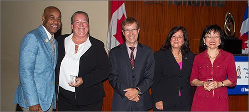 Innovation category award winners for the Embracing Disruptive Technology and the Sharing Economy: Implementation of new Vehicle-for-Hire Legislation and Technology project. Left to right: Rob Meikle, Tracey Cook, Peter Wallace, Annalisa Mignardi and Lan Nguyen.