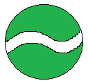 a green circle with a slighly curved white line in the middle