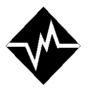 a black triangle with a jagged white line in the middle