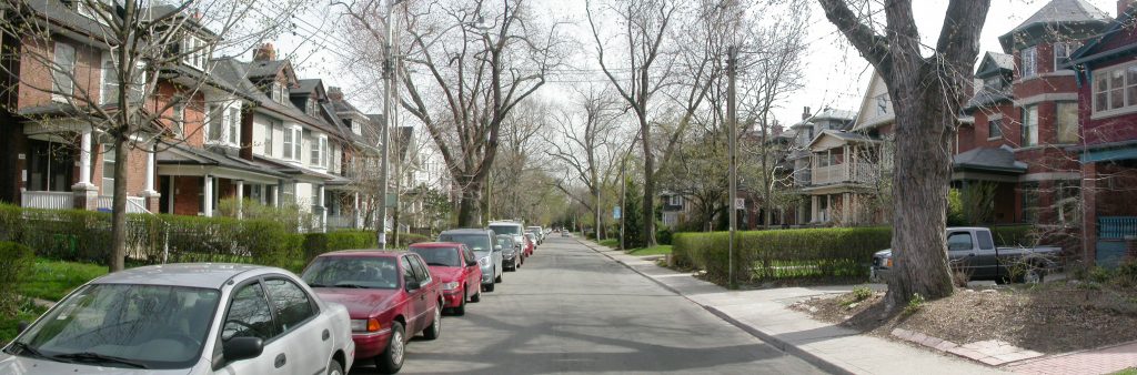 Image of residential street with on-street parking