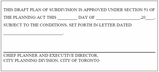 Draft Approval Certificate for Draft Plan of Subdivision