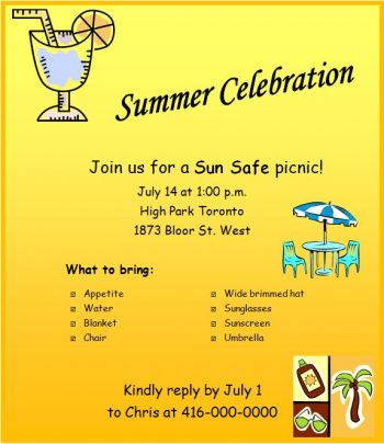 Sun Safe Sample Flyer