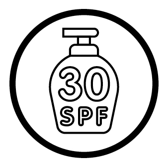 bottle of 30 SPF (sun protection factor) sunscreen