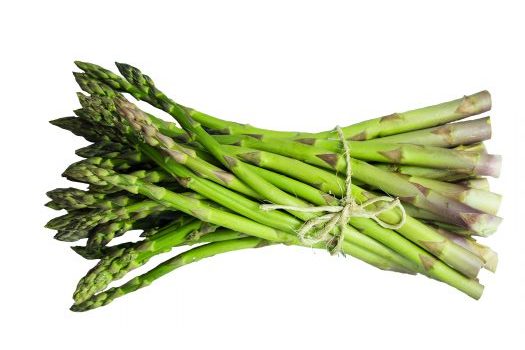 A bunch of asparagus tied with string