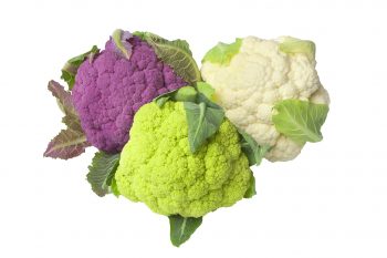 Raw purple, green and white Cauliflower