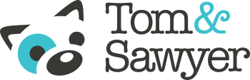 logo for Tom&Sawyer with illustrated dog