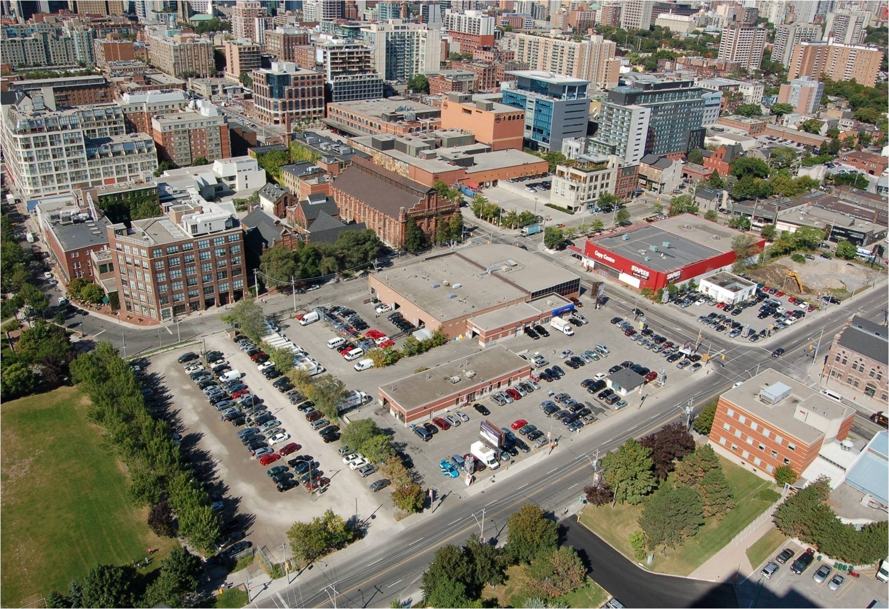 Present day aerial view of the first parliament site.