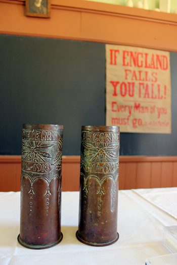 Trench art made of German 77 mm artillery shells casings