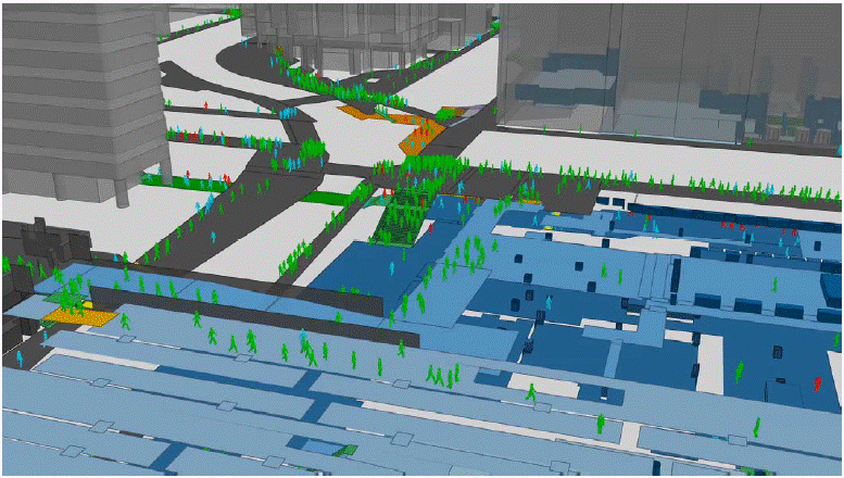 Image showing the flow of pedestrian traffic around the York side of Union Station during the morning rush.