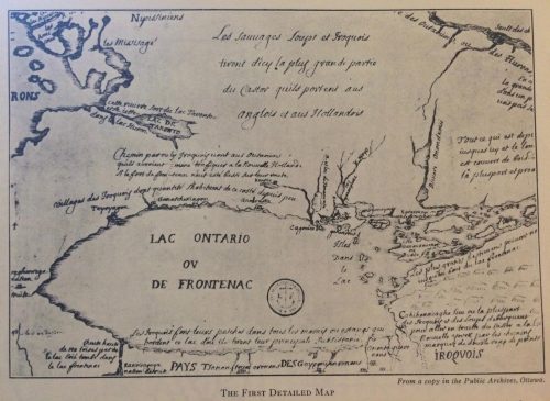 This is a map from 1673 that shows the location of the village of Teiaiagon