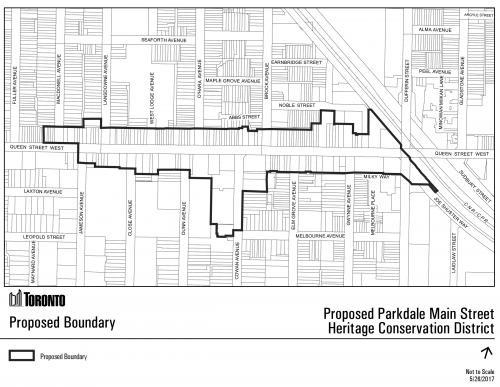 Proposed boundary for the Parkdale Main Street HCD Plan