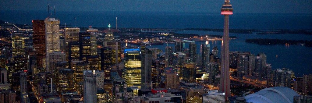 Ariel view of Toronto at night