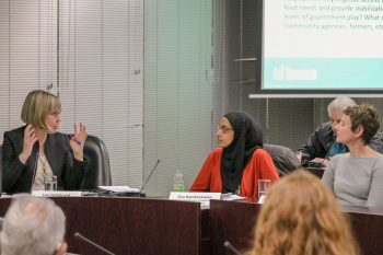 moderator and two panellists