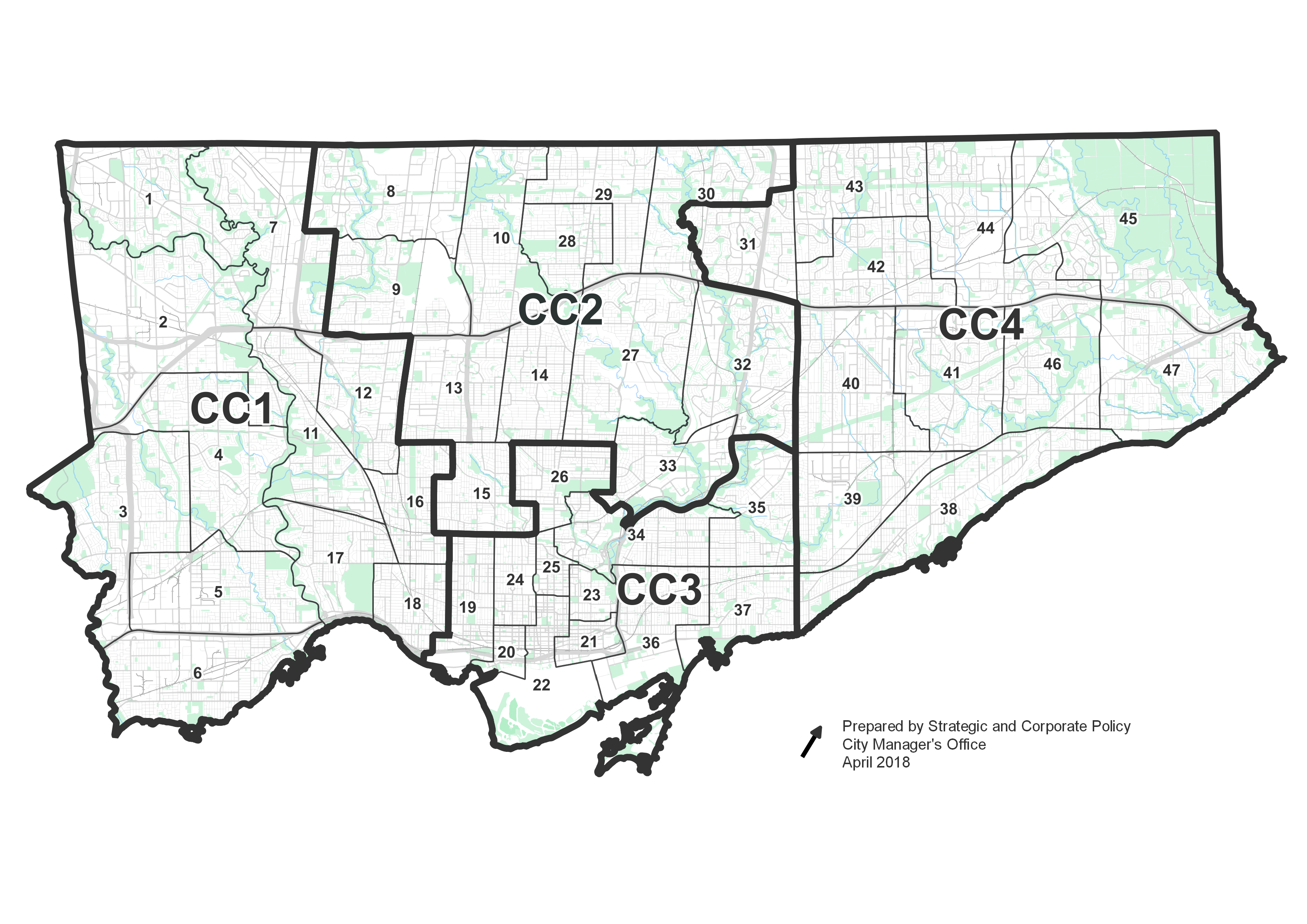 Alternate Model 1 - Four Community Councils with Distribution of Population