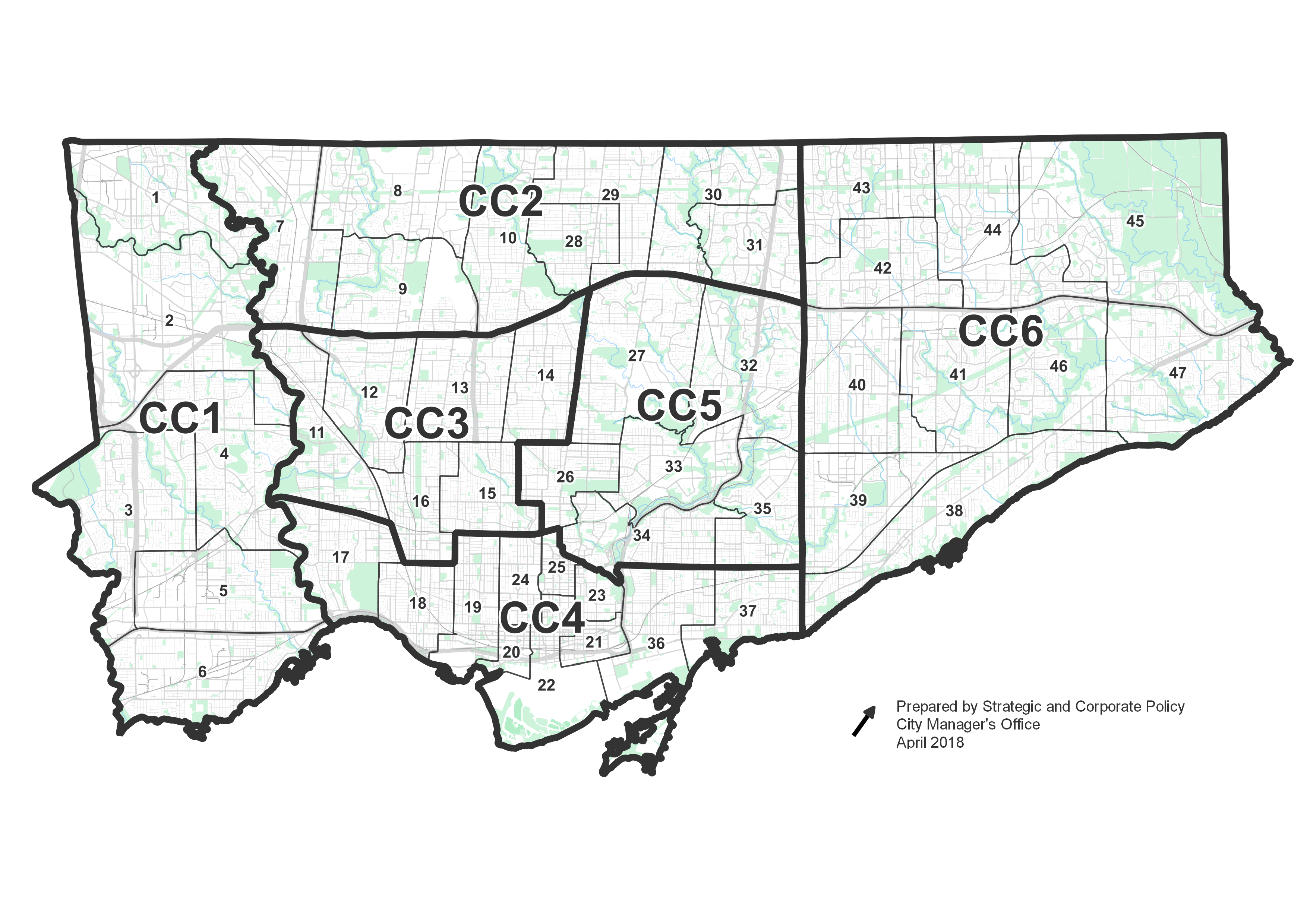 Alternate Model 5 - Six Community Councils Aligned to Historic/Geographic Communities