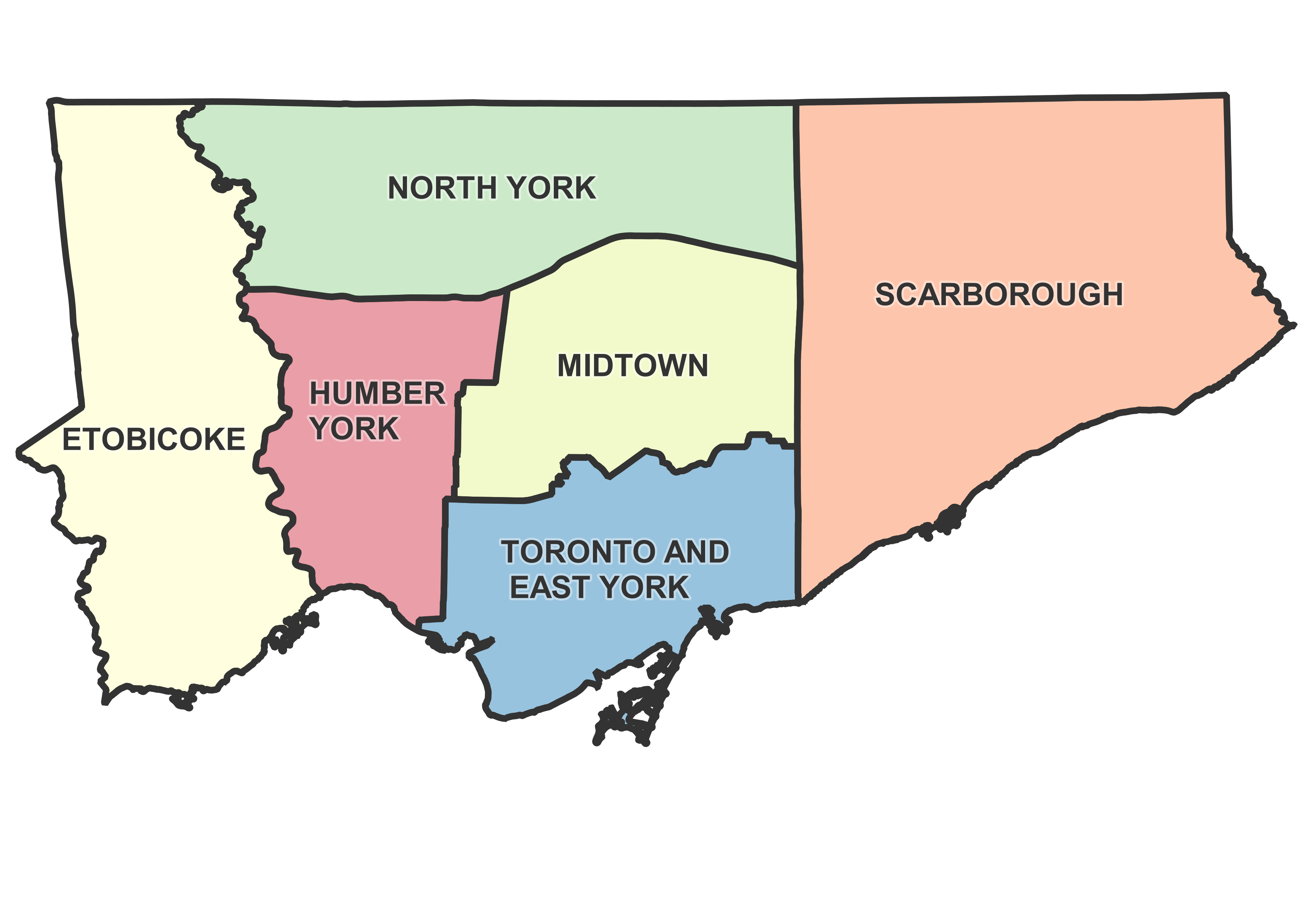 Modified Six Community Councils of the City of Toronto, used between December 2000 and November 2003