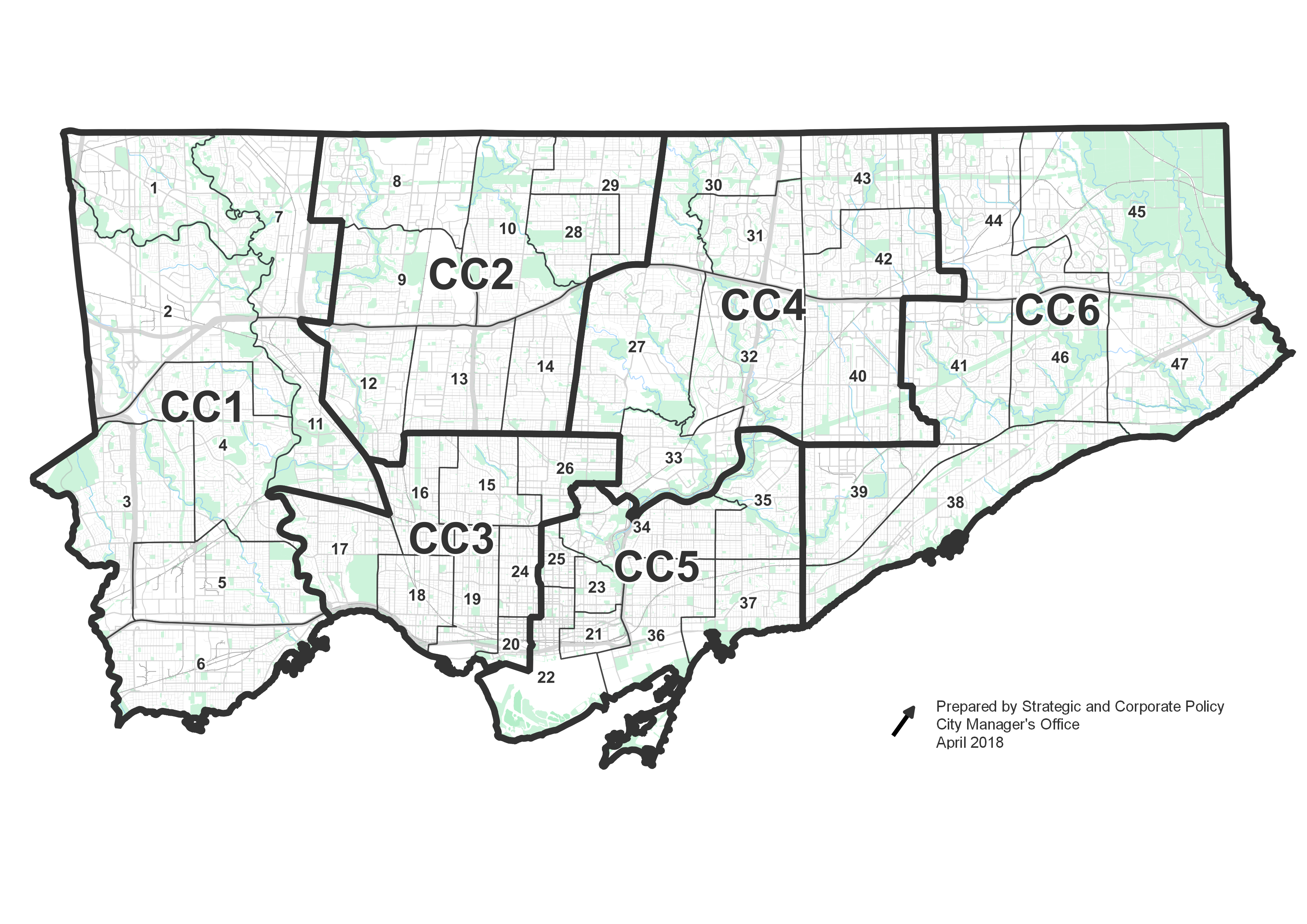 Alternate Model 4 - Six Community Councils, Distributed Agenda Items / Balanced Wards