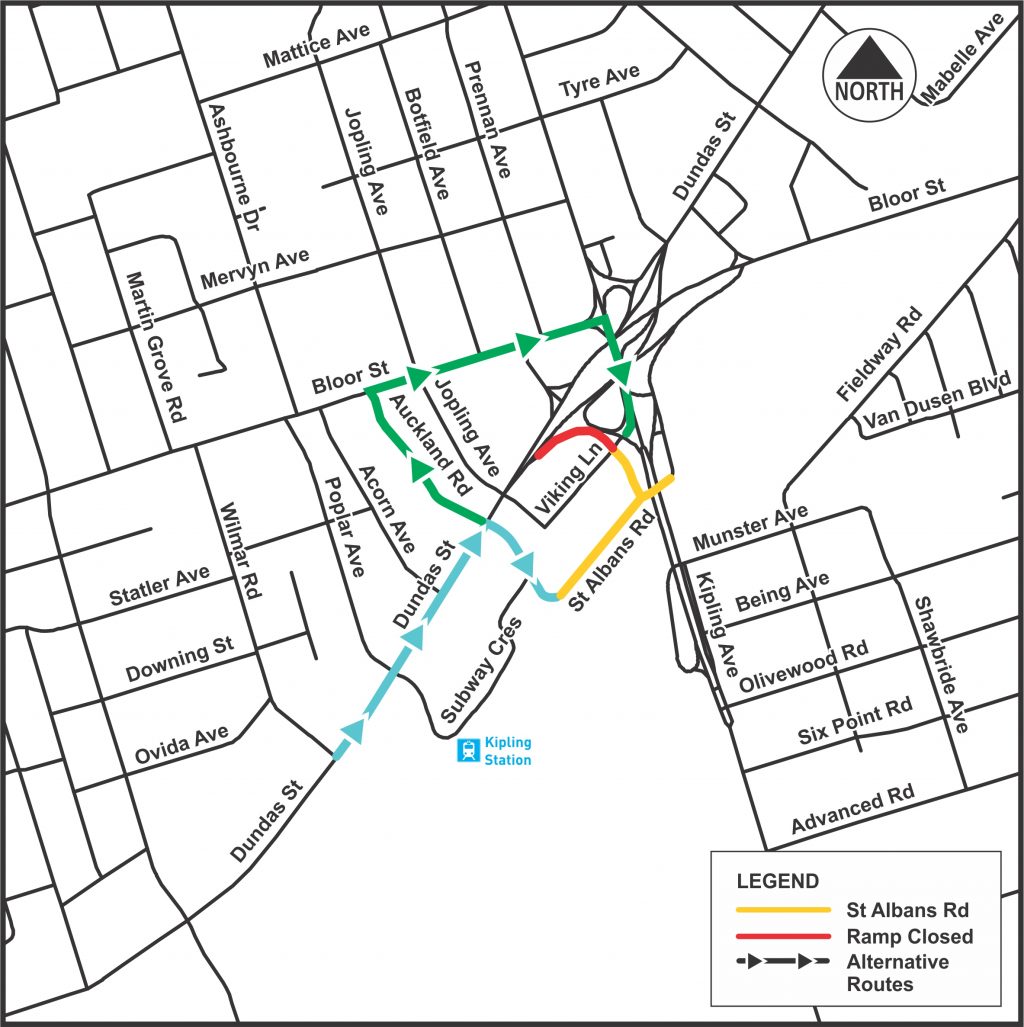 map of six points eastbound dundas to st albans