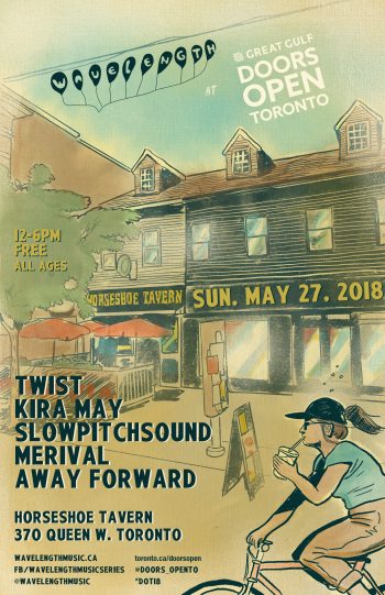 Poster of Wavelength Music Series at Doors Open Toronto. Sunday, May 27 2018 at Horseshoe Tavern, 370 Queen W. Toronto.