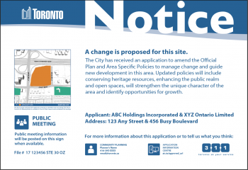 Notice of Proposed Development Application & Public Meeting Sign – City ...