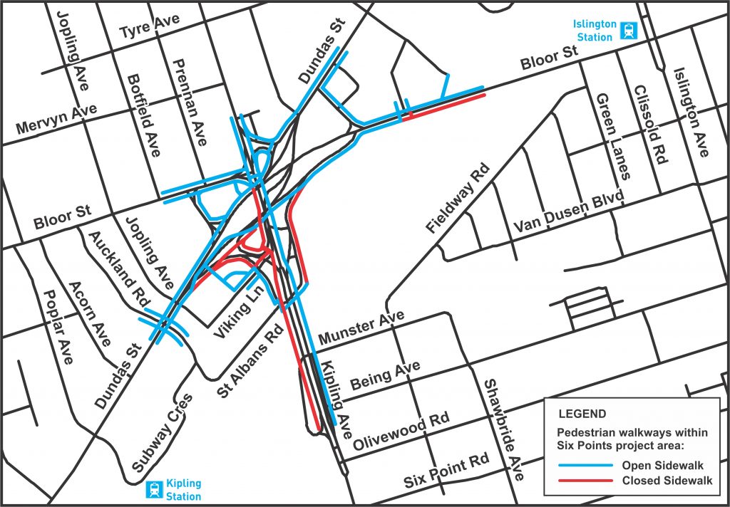 map of six points pedestrian walkways