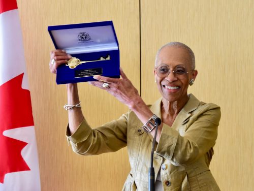 Zanana Akande with her Key to the City