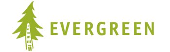 The word 'evergreen' in green text