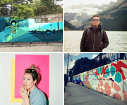 Street artists Jason Pinney and Kirsten McCrae with their murals
