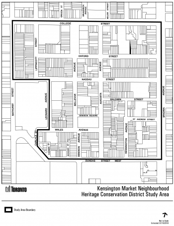 map of the Kensington Market Neighbourhood Conservation District study area