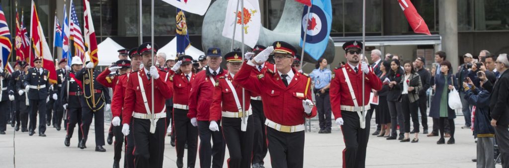 City of Toronto Honour Guard marches in Nathan Phillips Square