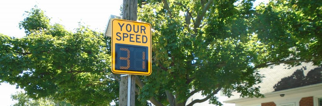 Image of a mobile watch you speed display sign