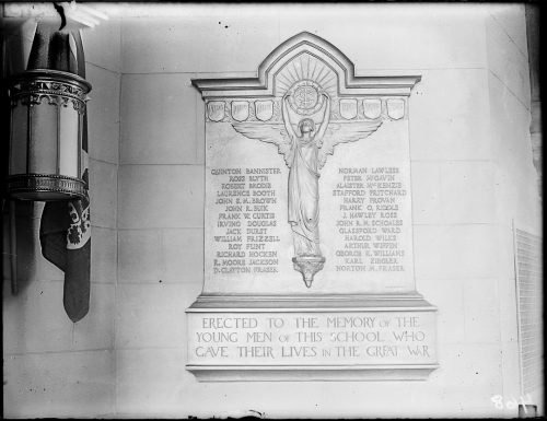 Memorial to past pupils of Central Technical School, who died during the First World War