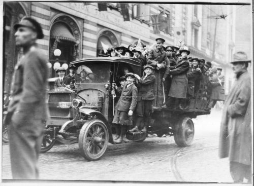 Truck full of Armistice Day celebrants