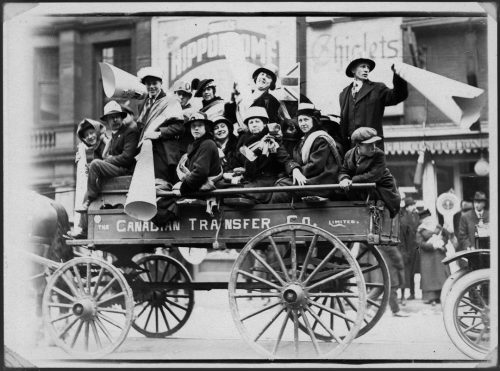 Wagon full of Armistice Day celebrants