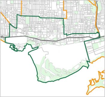 Map showing the boundary of Ward 10, one of the City of Toronto's 25 municipal wards effective December 1, 2018. For assistance with the content of this map, please email cityplanning@toronto.ca or call 416-392-8343.