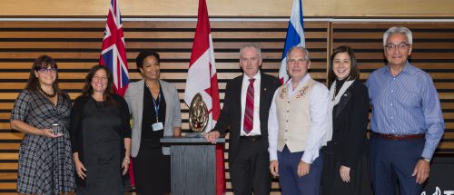 Partners category awards winners for the Toronto Indigenous Health Advisory Circle. From left to right: Leila Monib, Ellen Blais, Nicole Welch, Chris Murray (City Manager), Todd Ross (Toronto Central LHIN),