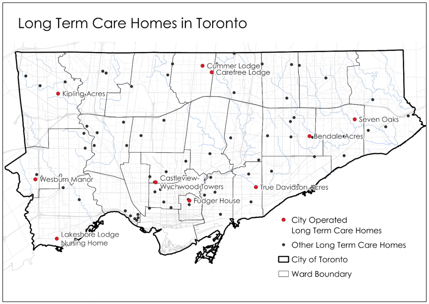Map of Long-Term Care Homes in Toronto