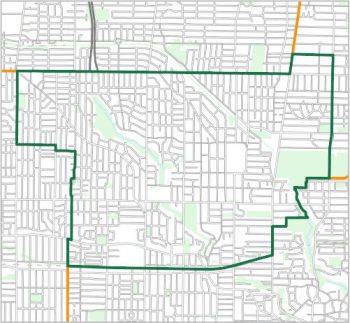 Map showing the boundary of Ward 12, one of the City of Toronto's 25 municipal wards effective December 1, 2018. For assistance with the content of this map, please email cityplanning@toronto.ca or call 416-392-8343.