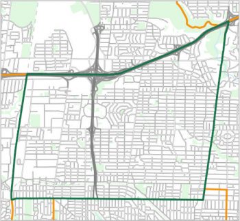 Map showing the boundary of Ward 8, one of the City of Toronto's 25 municipal wards effective December 1, 2018. For assistance with the content of this map, please email cityplanning@toronto.ca or call 416-392-8343.