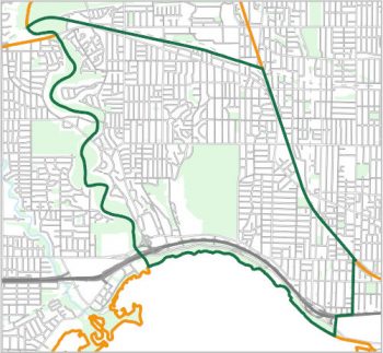 Map showing the boundary of Ward 4, one of the City of Toronto's 25 municipal wards effective December 1, 2018. For assistance with the content of this map, please email cityplanning@toronto.ca or call 416-392-8343.