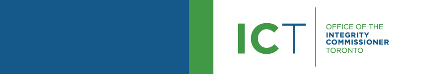 Banner featuring the Office of the Integrity Commissioner's Blue and Green Logo