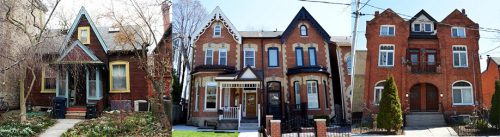 Three examples of houses constructed in the 19th century in Cabbagetown Southwest