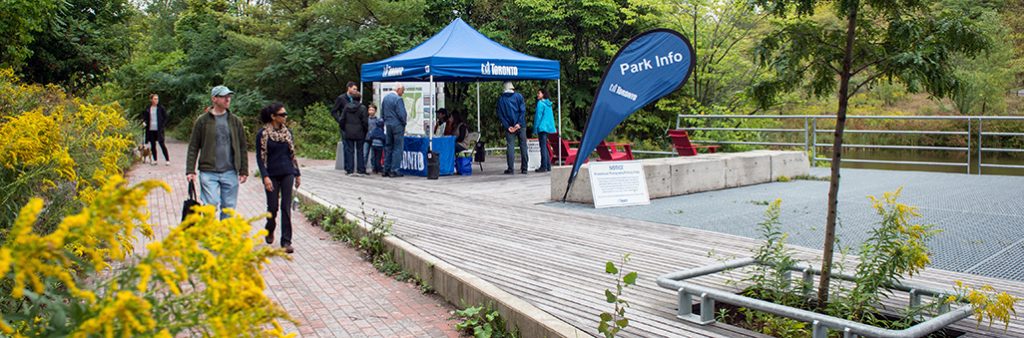 A tent is set up in the Don Valley Brick Works