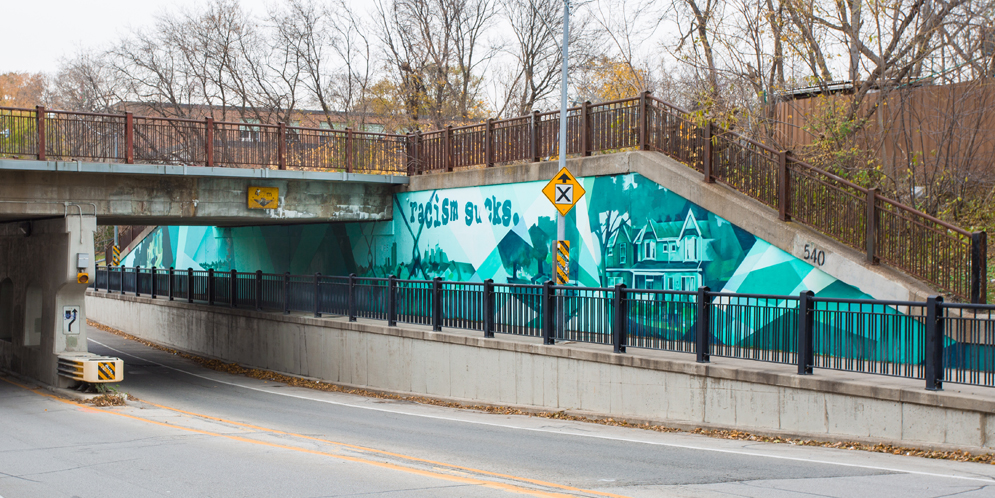 colourful mural at Boultee Ave & Jones Ave