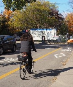 Image shows a rider in a contraflow lane