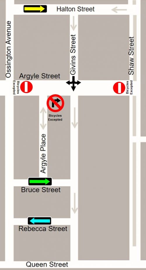 Street reversals and turning restrictions to facilitate the Argyle Bikeway proposal and continue to provide motor vehicle access into and out of the neighbourhood