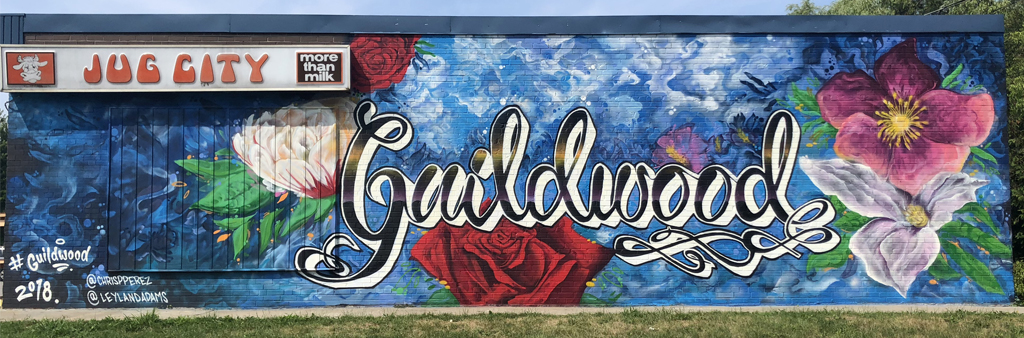 Colourful floral mural on side of building for StreetARToronto