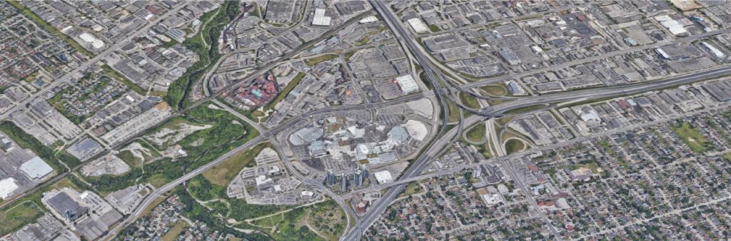 Aerial view of the Sherway Study Area